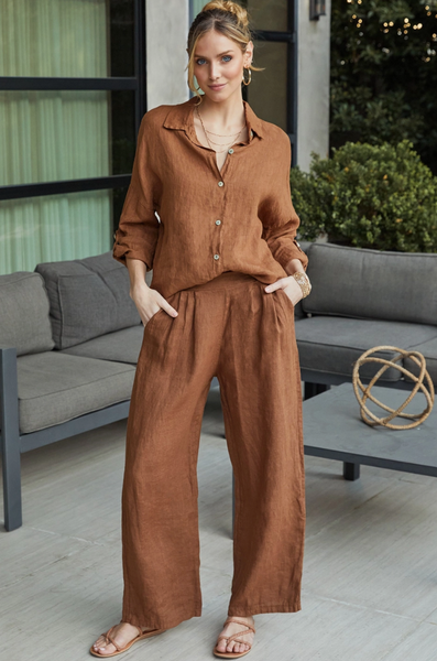 Brown Linen Pants – De Mita