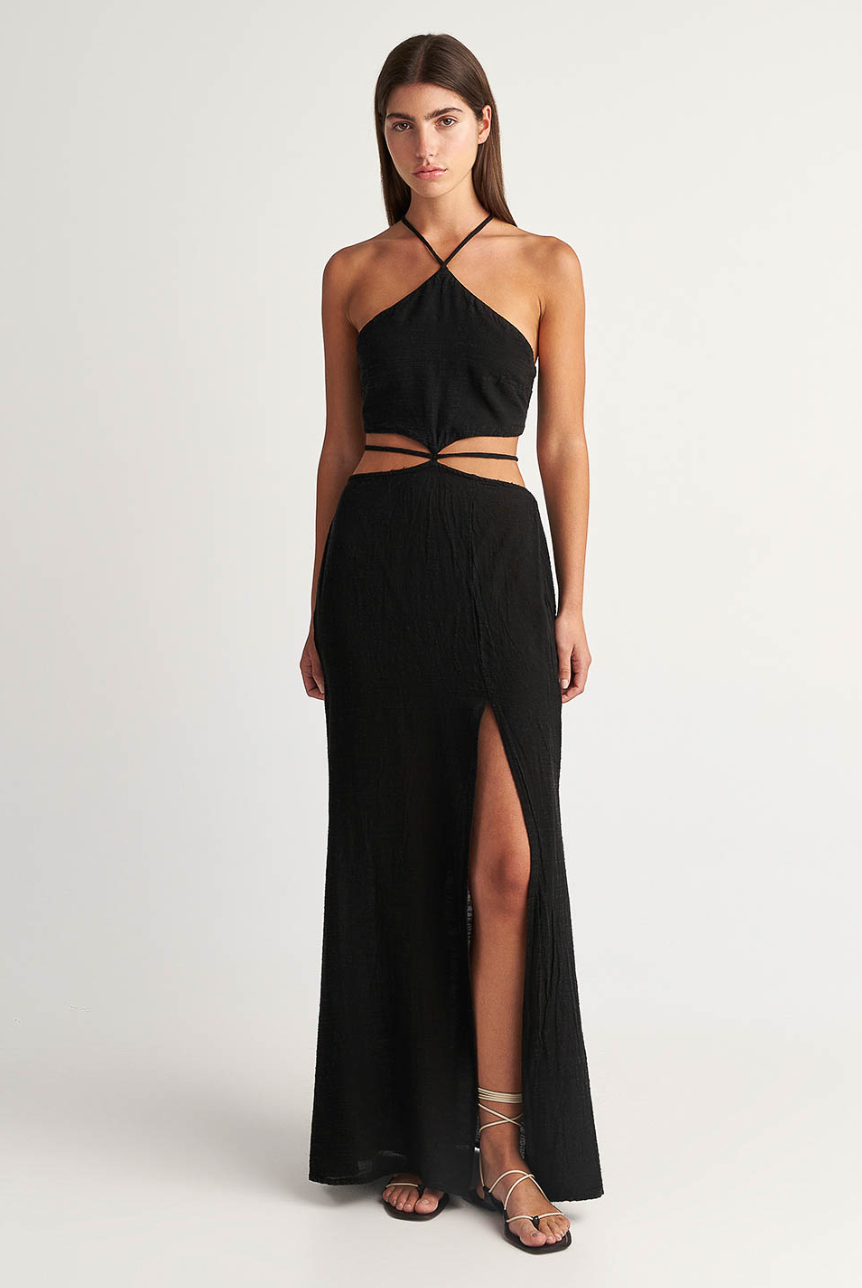 gauze dress maxi Low Back Maxi Dress - TULUM lightweight gauze